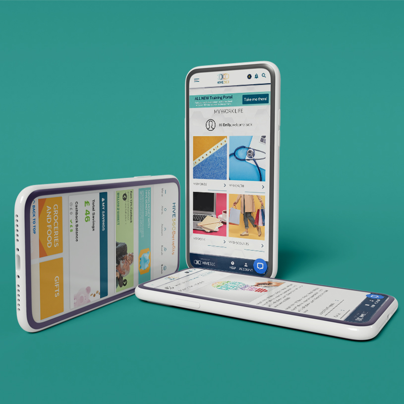 3 mobile phones displaying the Engage App