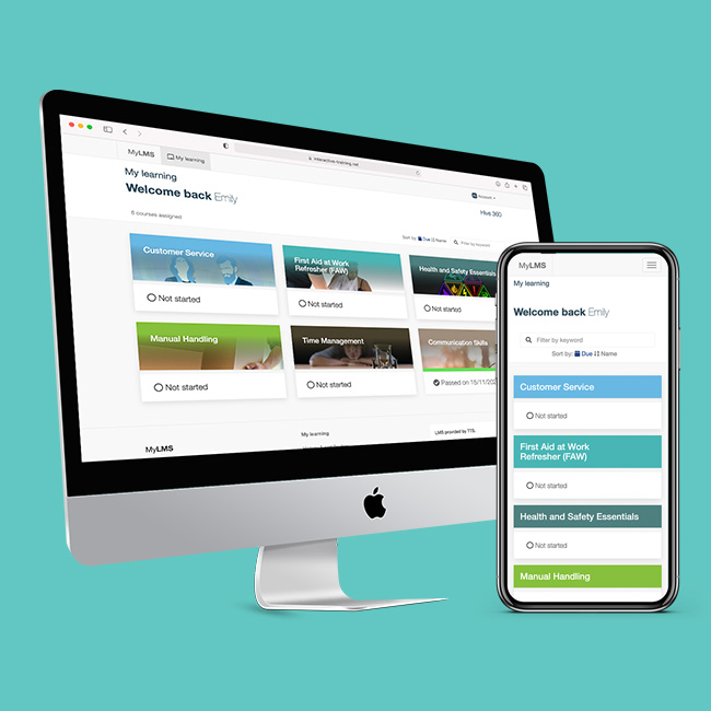 training header mobile Desktop and Mobile images of the Online Training Portal