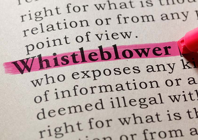 An image of the word whistleblower highlighted